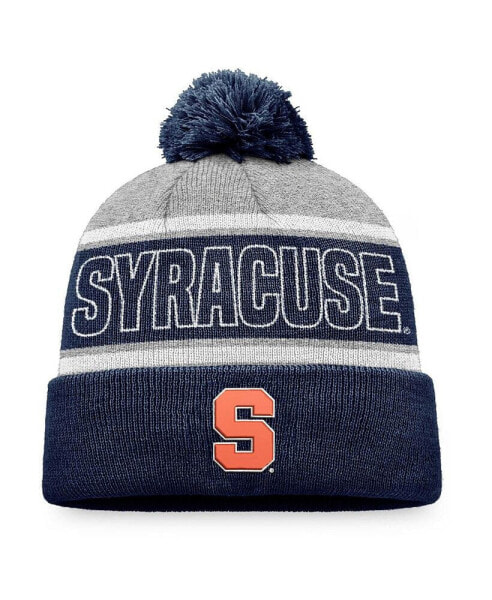 Men's Navy, Heather Gray Syracuse Orange Cuffed Knit Hat with Pom