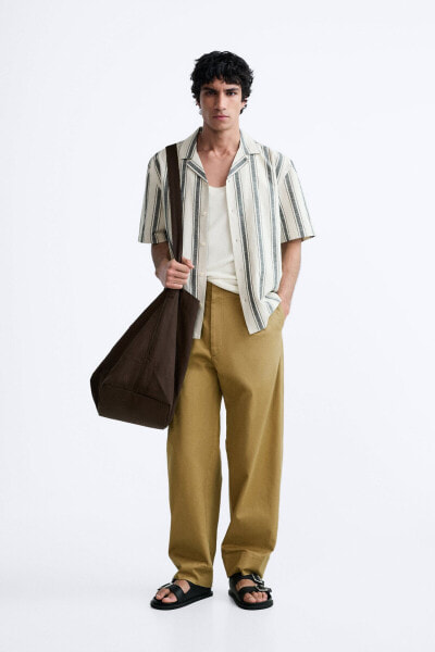 Striped cotton - linen shirt