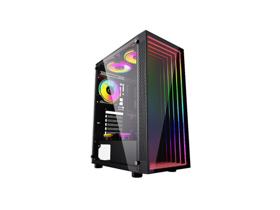 Bgears B-Optillusion Mid Tower ATX Glass Mirror LED Black Optical Illusion PC Ga