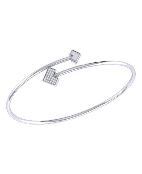 One Way Arrow Design Sterling Silver Diamond Women Bangle