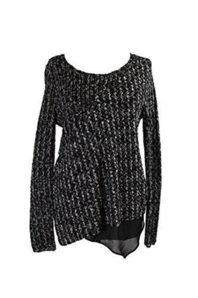 Inc International Concepts Women's Marled Asymmetric Sweater Black XL