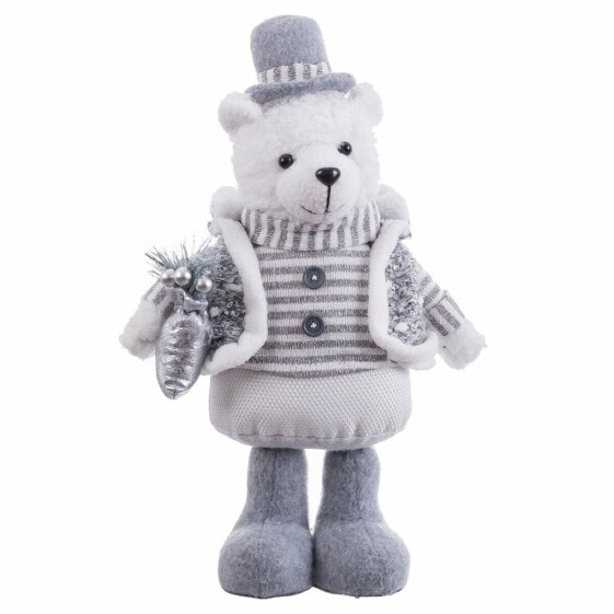 Новогодний декор Белый Серый Металл Ткань Полярный медведь 20 x 10 x 33 см Shico