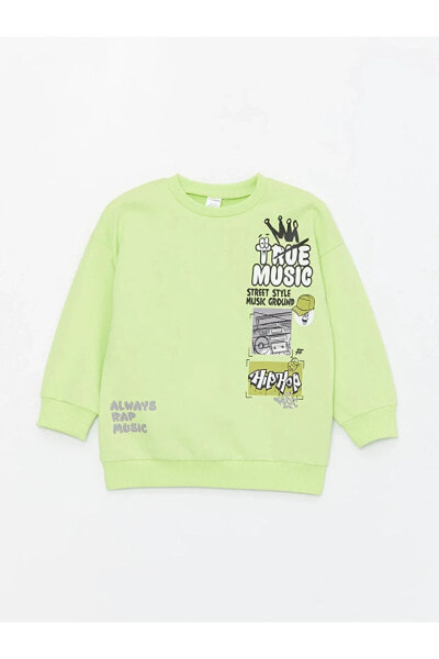 LCW baby Bisiklet Yaka Uzun Kollu Baskılı Erkek Bebek Sweatshirt