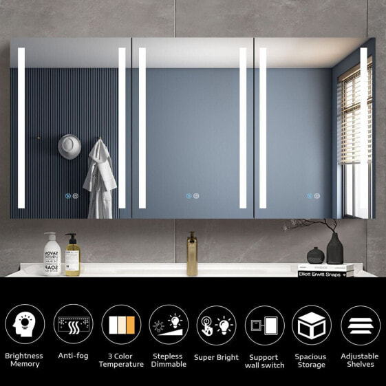 Double Door LED Bathroom Medicine Cabinet