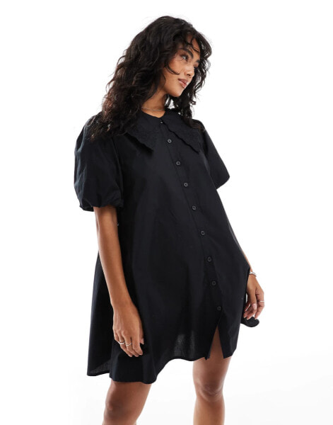 Nobody's Child Bridget mini shirt dress in black