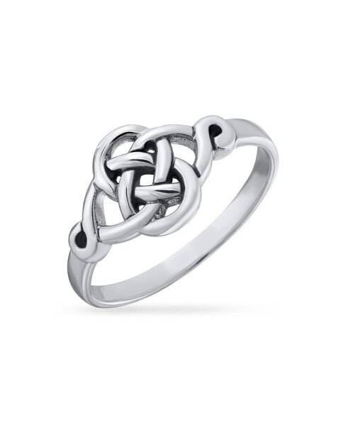 Dainty Best Friends Irish Celtic Love Knots BFF Infinity Promise Ring 2MM Band For Women Oxidized .925 Sterling Silver