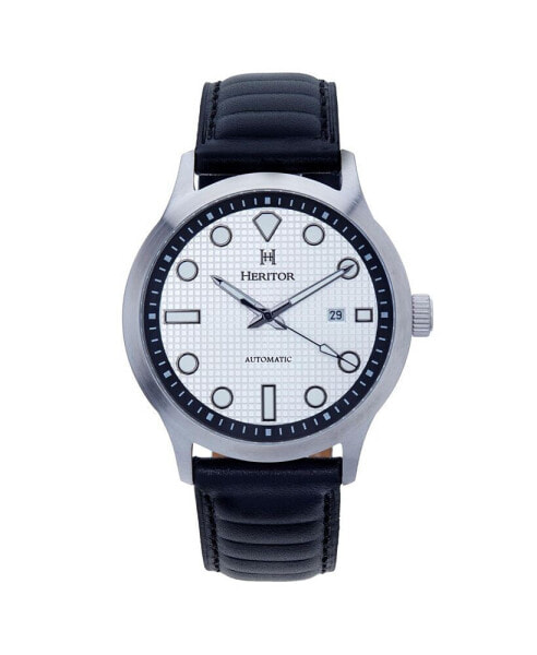 Часы Heritor Bradford Leather   Silver & Black  43mm