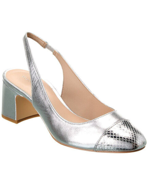 Stuart Weitzman Milla 55 Leather Slingback Pump Women's Metallic 8.5