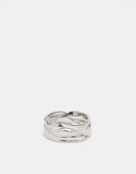 Lost Souls stainless steel 10mm molten band ring in silver