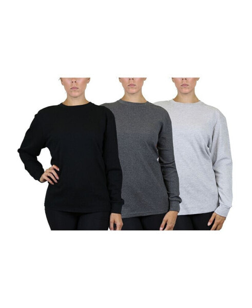 Women's Loose Fit Waffle Knit Thermal Shirt, Pack of 3