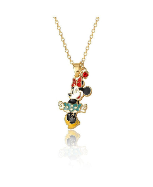 Minnie Mouse Brass Flash Yellow Gold Plated & Red Crystal Pendant
