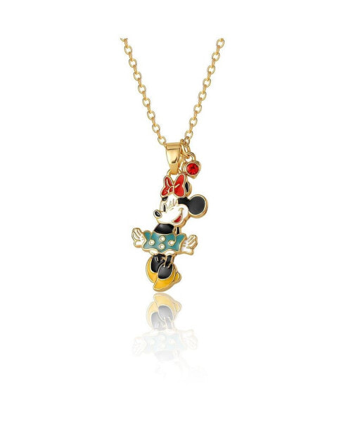 Disney minnie Mouse Brass Flash Yellow Gold Plated & Red Crystal Pendant