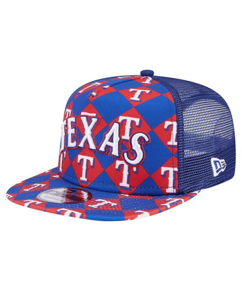 Men's Royal Texas Rangers Seeing Diamonds A-Frame Trucker 9Fifty Snapback Hat