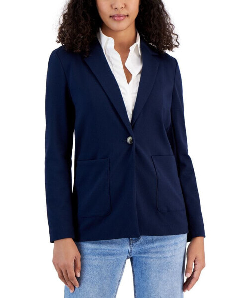 Women's Knit One-Button Blazer, Created for Macy's