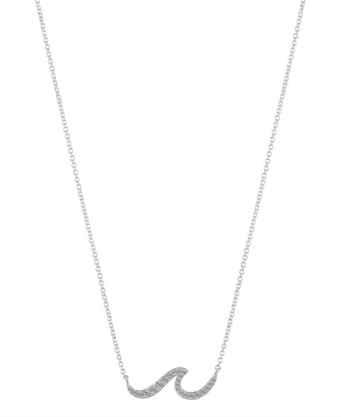 Fine Silver Plated Cubic Zirconia Wave Design Necklace