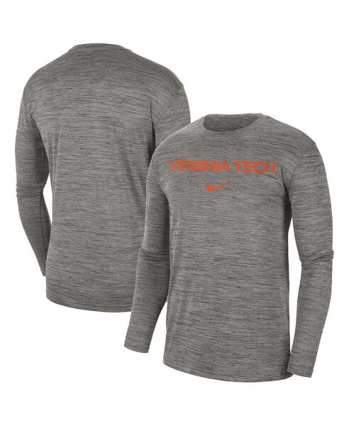 Men's Heather Gray Virginia Tech Hokies Team Velocity Performance Long Sleeve T-shirt