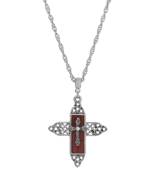 Color Glass Crystal Filigree Cross Necklace