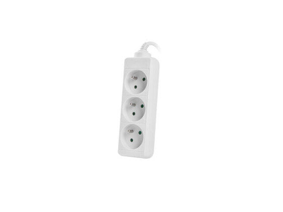 Lanberg PS0-03E-0150-W - 1.5 m - 3 AC outlet(s) - Indoor - Type E (FR) - White - 10 A