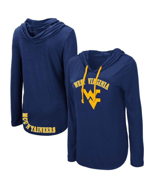 Women's Navy West Virginia Mountaineers My Lover Lightweight Hooded Long Sleeve T-shirt