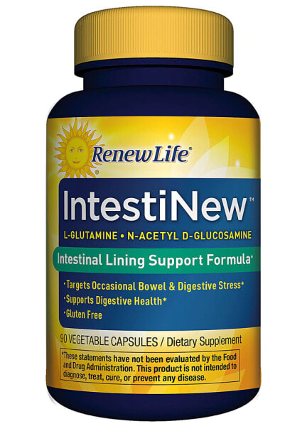 Renew Life IntestiNew Комплекс для здоровья пищеварительной системы, без глютена - 90 растительных капсул