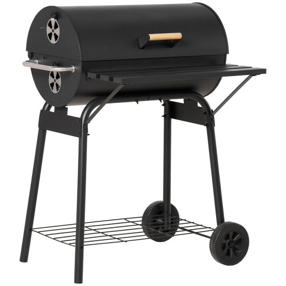 30" Portable Charcoal BBQ Grill with Shelf and Wheels