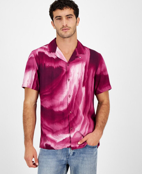 Men's Smoke Stream Short Sleeve Button-Front Camp Shirt, Created for Macy's