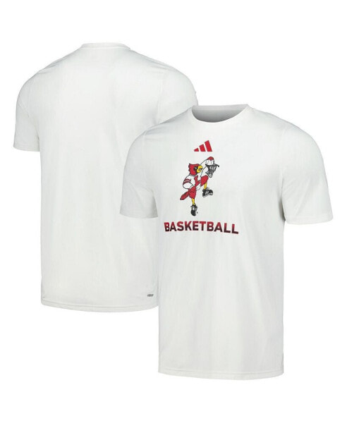 Men's White Louisville Cardinals Fadeaway Basketball Pregame AEROREADY T-shirt