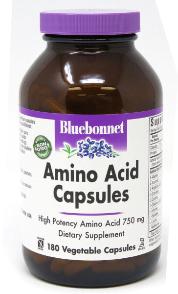 Bluebonnet Nutrition Amino Acid Capsules Высокоэффективные аминокислотные капсулы 750 мг 180 растительных капсул
