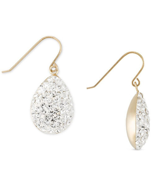 Crystal Pavé Teardrop Cluster Drop Earrings in 10k Gold