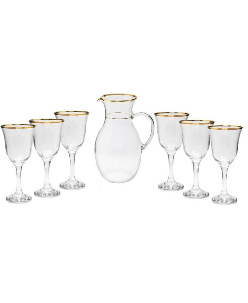 Drinkware Set with Rim Design, 7 Piece