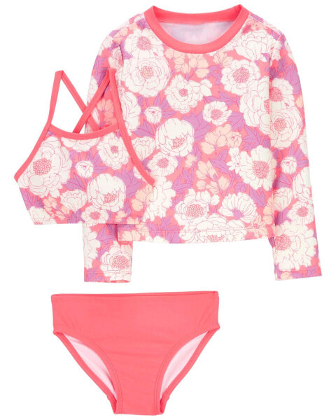 Baby 3-Piece Floral Print Rashguard Swimsuit Set 18M