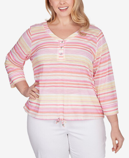 Plus Size Spring Into Action 3/4 Sleeve Top