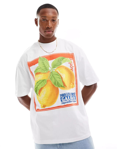 ASOS DESIGN oversized t-shirt in white with lemons front print