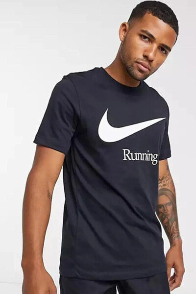 Футболка Nike Дри-Фит для бега с логотипом на груди, черная, мужская, для занятий спортом, охладительная (Dri-Fit Running Dry Run Chest Logo Men's Black T-Shirt)