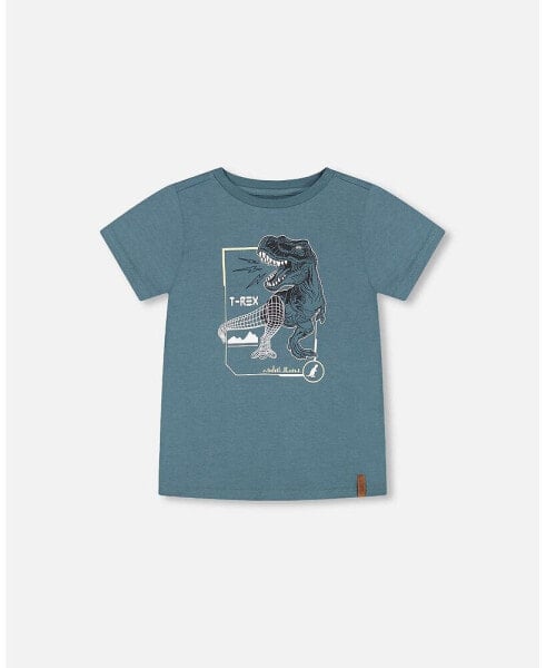 Boy T-Shirt Pine Green Dinosaur Print - Child