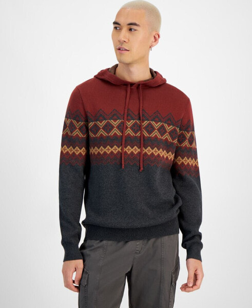 Men's Fair Isle Pullover Hoodie Sweater, Created for Macy's