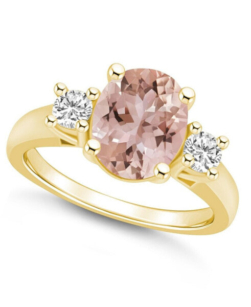 Morganite and Diamond Ring (2-1/2 ct.t.w and 1/3 ct.t.w) 14K Yellow Gold