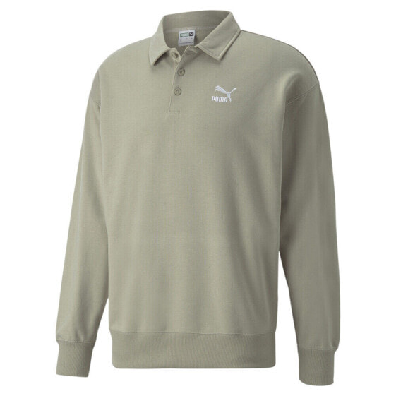 Puma Classics Polo Sweatshirt Mens Grey Casual Tops 53560668