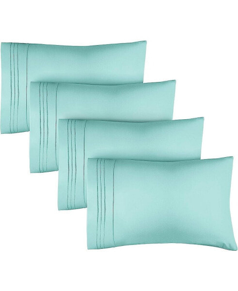 Pillowcase Set of 4 Soft Double Brushed Microfiber - Queen