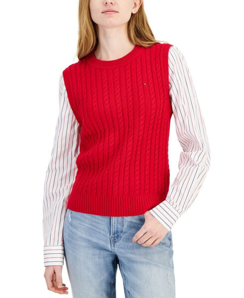 Women's Striped Layered-Look Sweater Vest
