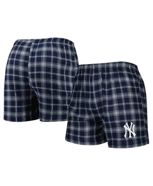 Men's Navy and Gray New York Yankees Ledger Flannel Boxers