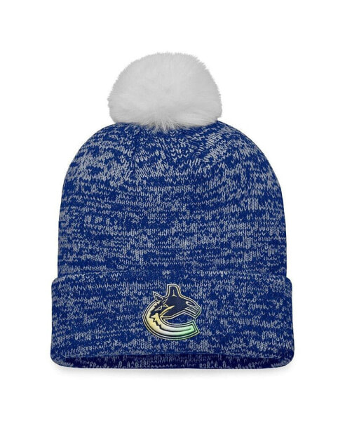 Women's Blue Vancouver Canucks Glimmer Cuffed Knit Hat with Pom