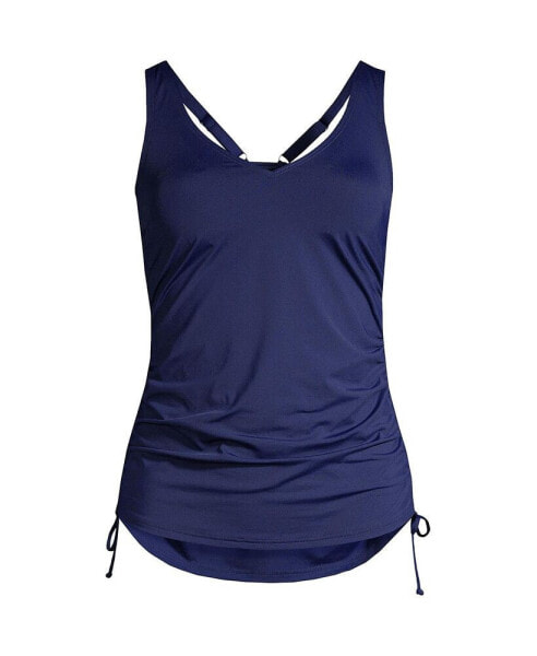 Women's D-Cup Adjustable V-neck Underwire Tankini Swimsuit Top Adjustable Straps