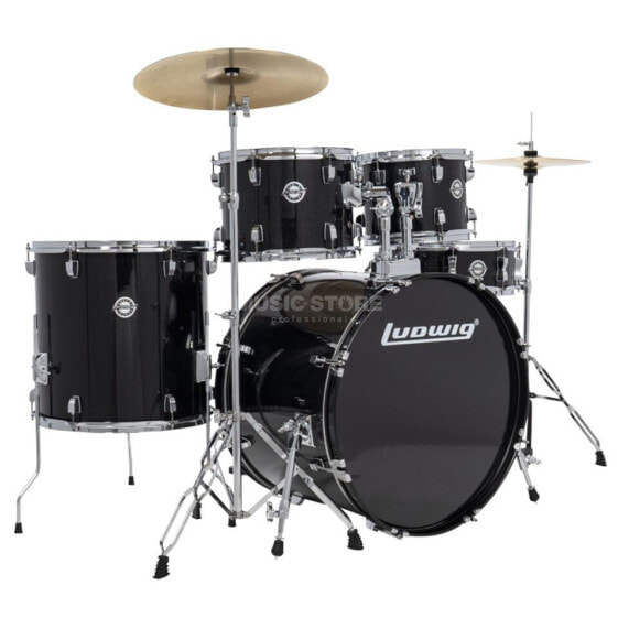 Ludwig Accent Drive 5PC Drum Set Black Sparkle