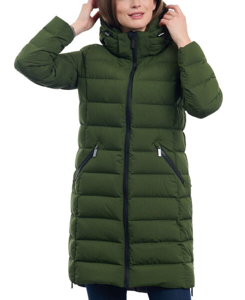 Women's Hooded Faux-Leather-Trim Puffer Coat, Created for Macy's