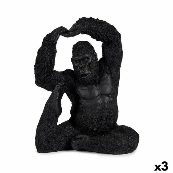 Декоративная фигура Yoga Горилла Чёрный 15,2 x 31,5 x 26,5 cm (3 штук)