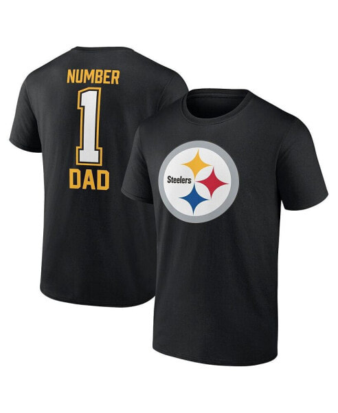 Men's Black Pittsburgh Steelers 1 Dad T-Shirt