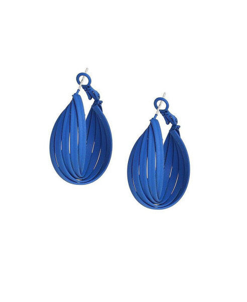 Women's Blue Petal Hoop Earrings