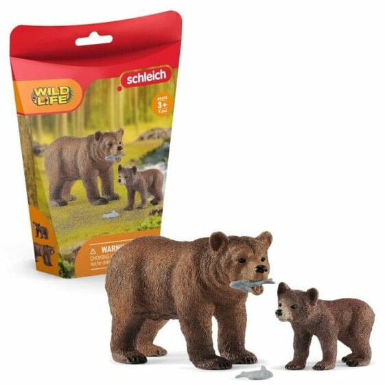 Статуэтки Schleich 42473 Maman grizzly avec ourson Пластик