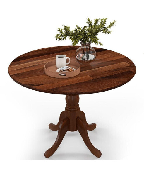 Rustic Dining Table Wooden Dining Table with Round Tabletop & Curved Trestle Legs
